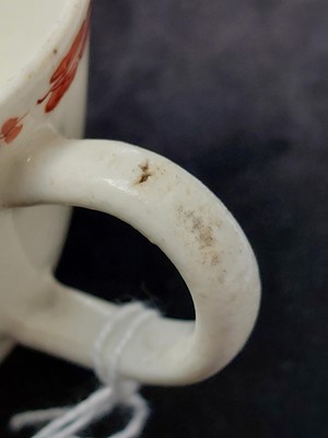 Lot 560 - A pair of Bow Kakiemon palette two Quail pattern coffee cups.