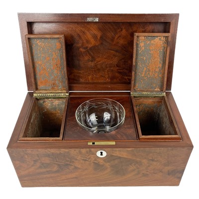 Lot 131 - A 19th century flame mahogany tea caddy.