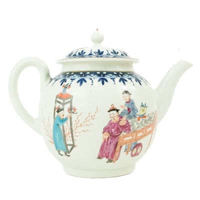 Lot 574 - A Worcester globular porcelain teapot and cover.