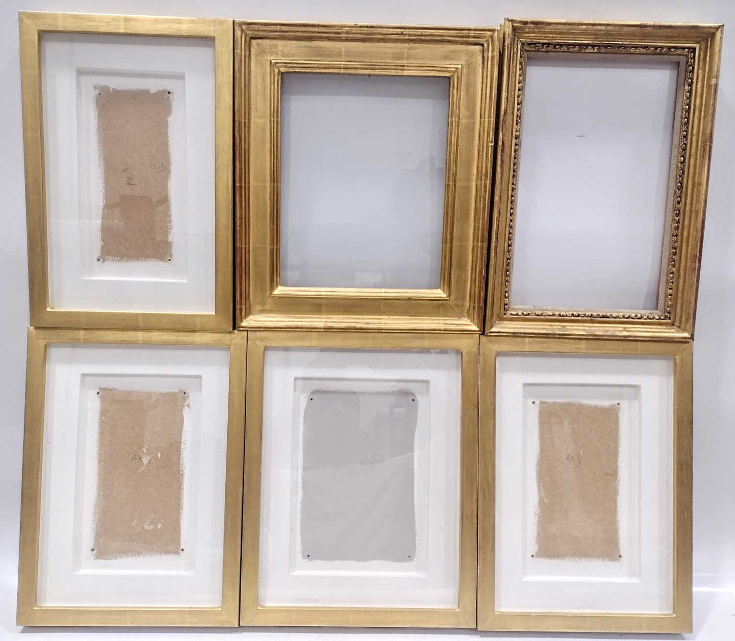 Lot 296 - Six glazed picture frames of composite construction.