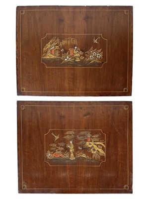 Lot 40 - A pair of chinoiserie wooden panels.