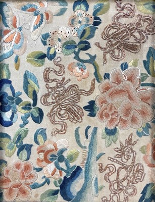 Lot 1211 - A Chinese silk embroidered panel, 18th century