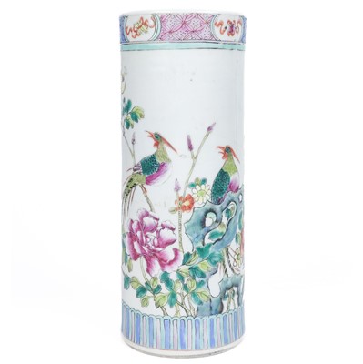 Lot 1220 - A Chinese famille rose porcelain sleeve vase, circa 1900.