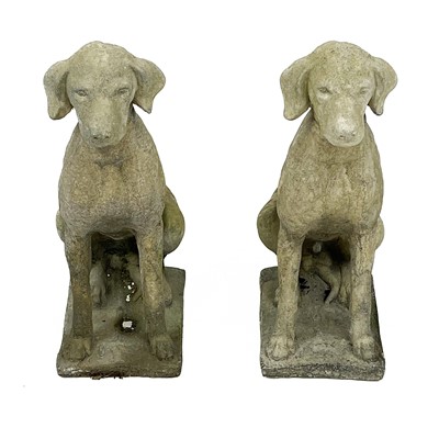 Lot 363 - A pair of reconstituted stone Labradors