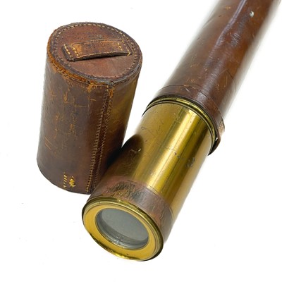 Lot 88 - A Dolland Night or Day single draw brass and leather telescope.