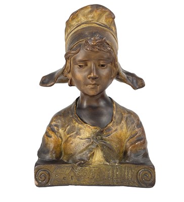 Lot 14 - An art nouveau style plaster bust of a lady.