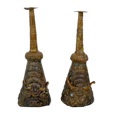 Lot 1226 - A pair of Tibetan ceremonial trumpets, early 20th century.