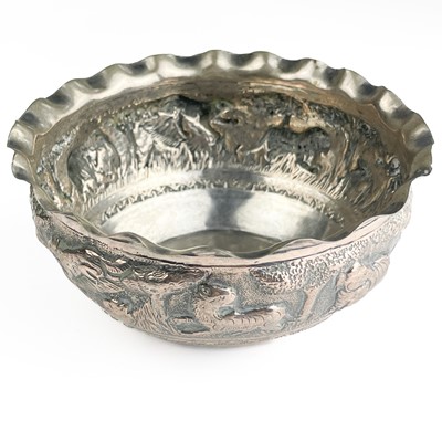 Lot 26 - A pair of Persian white metal bowls, early 20th century.