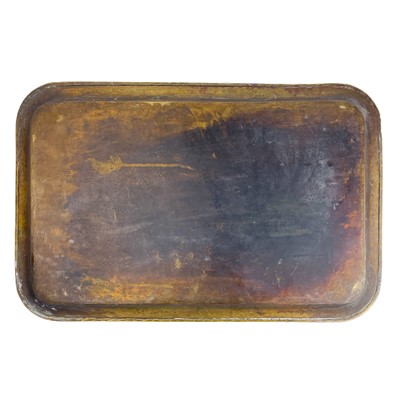 Lot 87 - A large Persian brass rectangular tray, late 19th century.