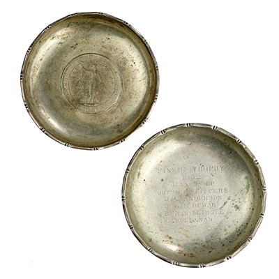 Lot 1074 - Two Chinese silver pin dishes, one set with a 1900 One Dollar coin.