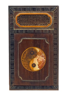 Lot 1075 - A Chinese inlaid wooden cricket box, early 20th century.