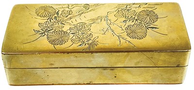 Lot 1081 - A Chinese paktong scholar's rectangular ink box and cover, late 19th/early 20th century.