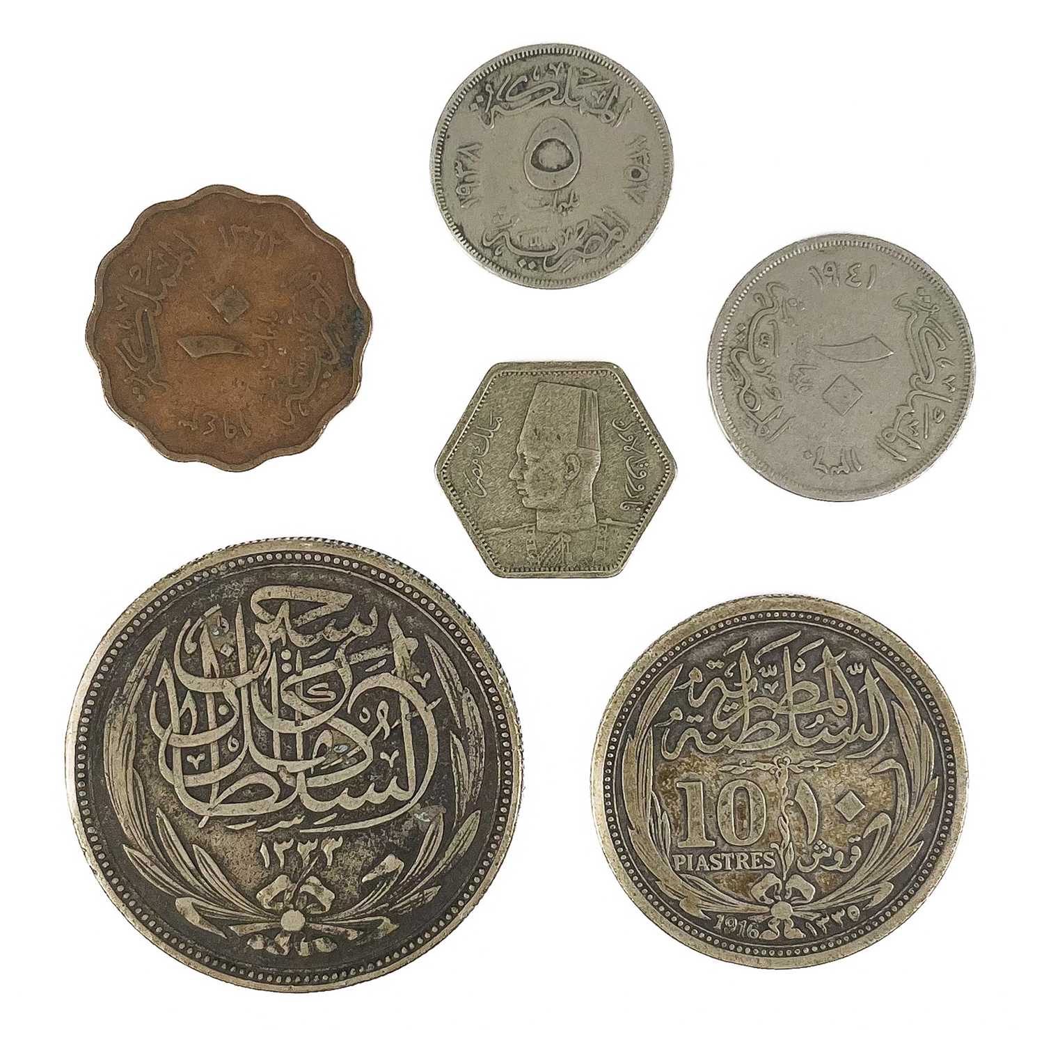 Lot 113 - A selection of six Egyptian coins.