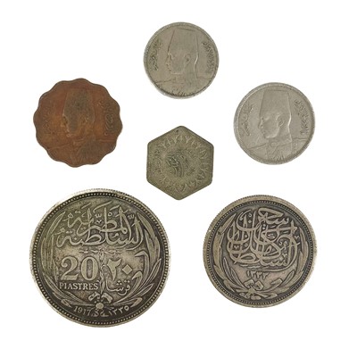 Lot 113 - A selection of six Egyptian coins.