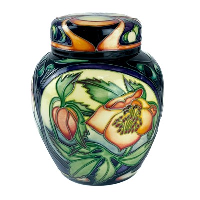 Lot 558 - A Moorcroft Pottery Ashwood Gold ginger jar and cover by Emma Bossons.