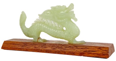 Lot 1332 - A Chinese carved jade model of a dragon.