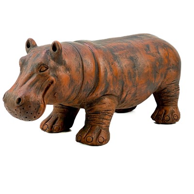 Lot 214 - A sculpture of a hippo cast in terracotta.