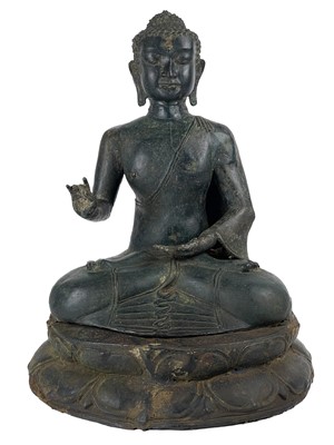 Lot 1426 - A large Chinese bronze and metal Buddha, 19th century.