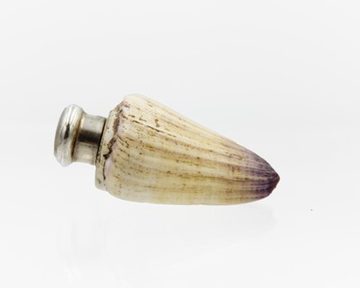 Lot 171 - A Victorian silver lidded shell scent bottle by Sampson Mordan.