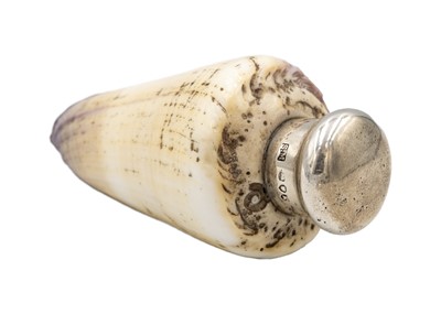 Lot 235 - A Victorian silver lidded shell scent bottle by Sampson Mordan.