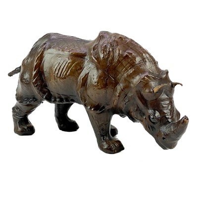 Lot 210 - A leather model of a rhinoceros.