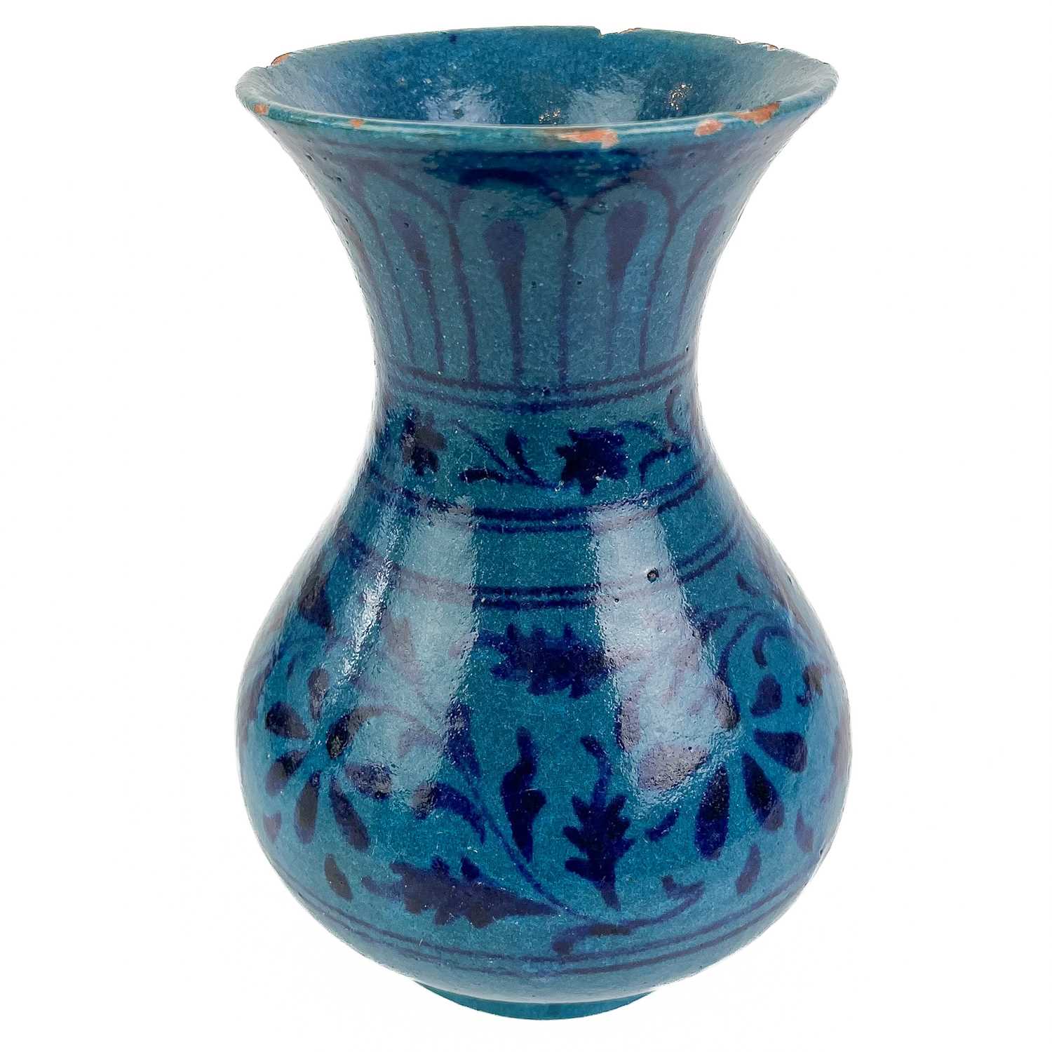 Lot 127 - A Persian turquoise pottery vase, 19th century.