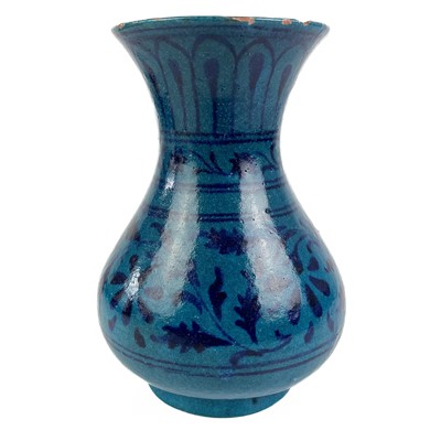 Lot 127 - A Persian turquoise pottery vase, 19th century.