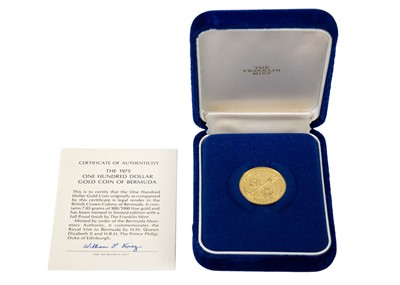 Lot 22 - Bermuda .900 gold $100 1975 proof gold Royal visit to Bermuda coin