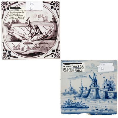 Lot 11 - A Delft manganese tile of the devil.