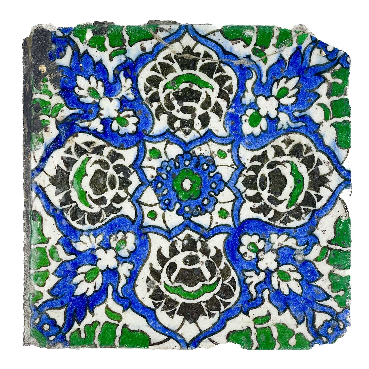 Lot 143 - A Damascus pottery tile, Syria, 17th century