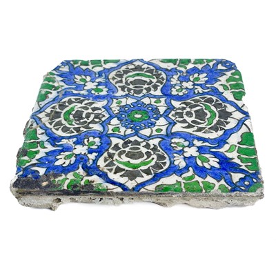 Lot 143 - A Damascus pottery tile, Syria, 17th century