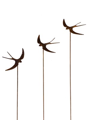 Lot 356 - Three wrought iron swallow garden ornaments.