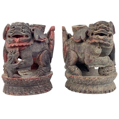 Lot 1363 - A matched pair of Chinese carved wood stands, 19th century.