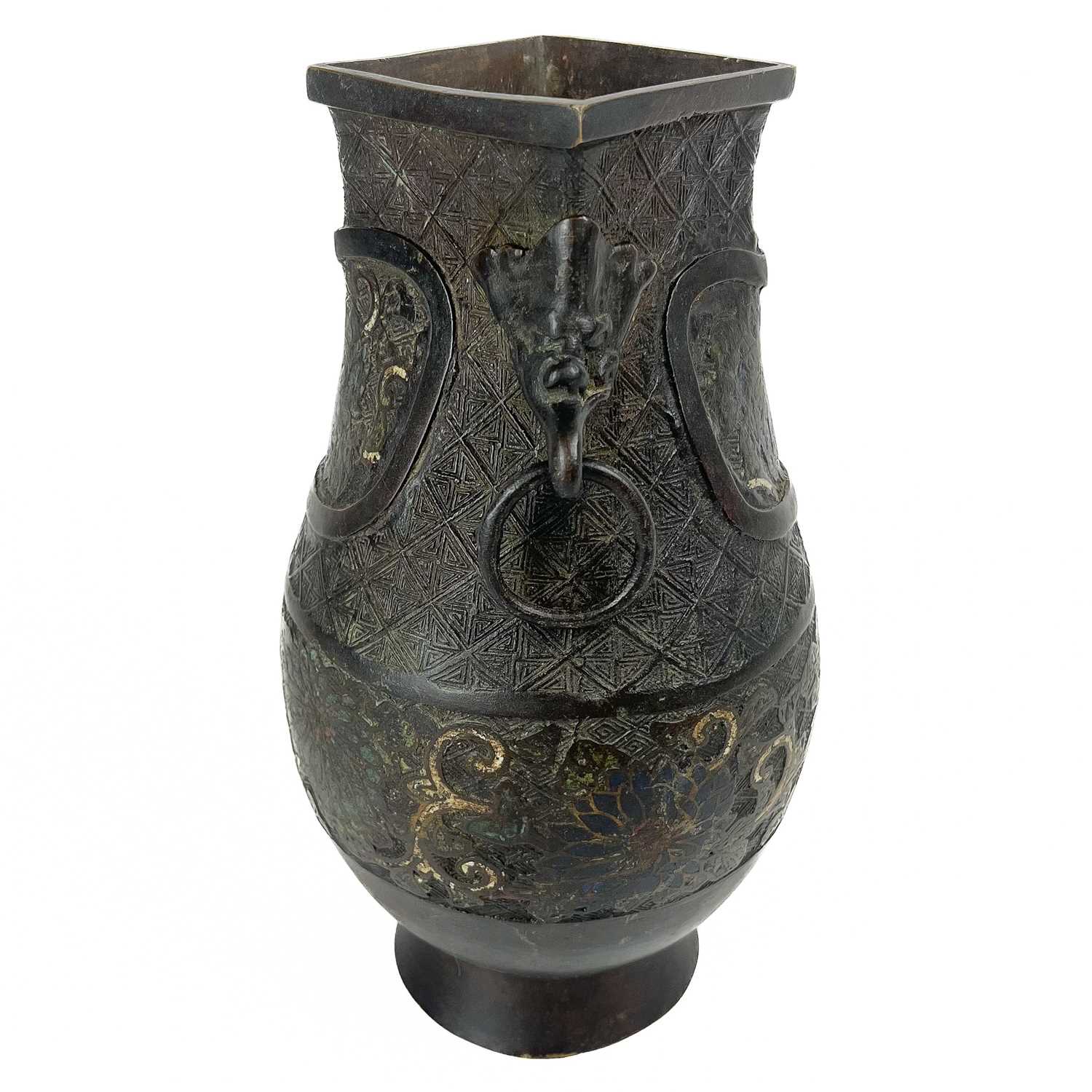 Lot 1437 - A Chinese bronze and champleve vase, 19th century
