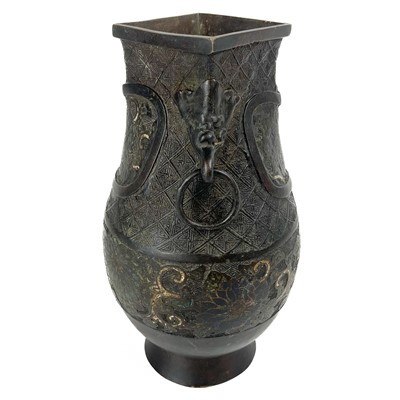 Lot 1437 - A Chinese bronze and champleve vase, 19th century