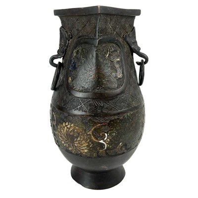 Lot 1437 - A Chinese bronze and champleve vase, 19th century