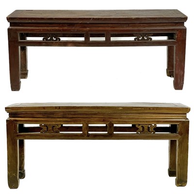 Lot 1052 - Two similar Chinese hardwood centre tables