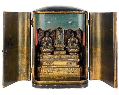 Lot 1343 - A Japanese giltwood portable zushi shrine, late 19th century.