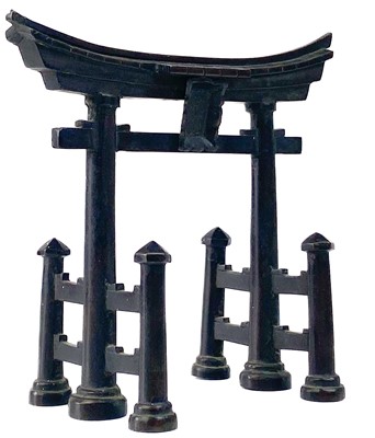 Lot 1342 - A Japanese model of a bronze Torii gate, 19th century, signed.