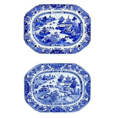 Lot 1338 - A pair of Chinese export blue and white porcelain plates, 18th century.