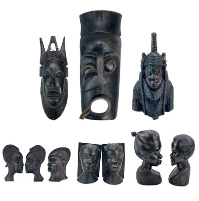 Lot 257 - An African carved ebony mask.