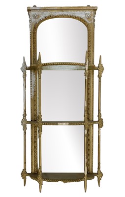 Lot 650 - A late Victorian gilt gesso mirrored wall shelf.