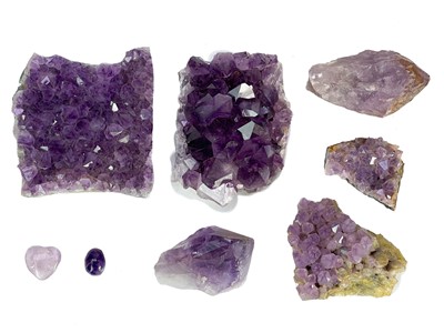 Lot 140 - A collection of amethyst quartz mineral specimens.