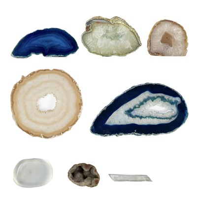 Lot 23 - A collection of cut and polished agate slices.