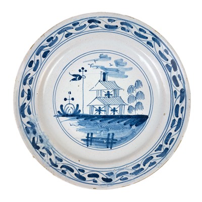 Lot 38 - An English blue and white Delft plate.