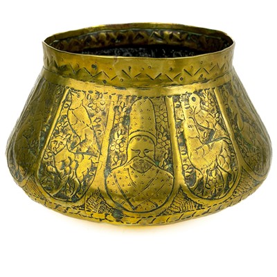 Lot 163 - Two Persian brass bowls, 19th century.