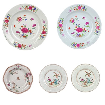 Lot 1356 - Two Chinese famille rose porcelain plates, 18th century.