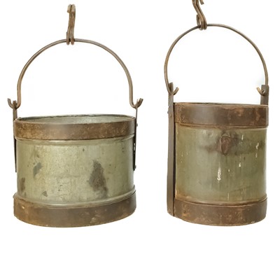 Lot 330 - A galvanised and wrought iron bound well bucket.