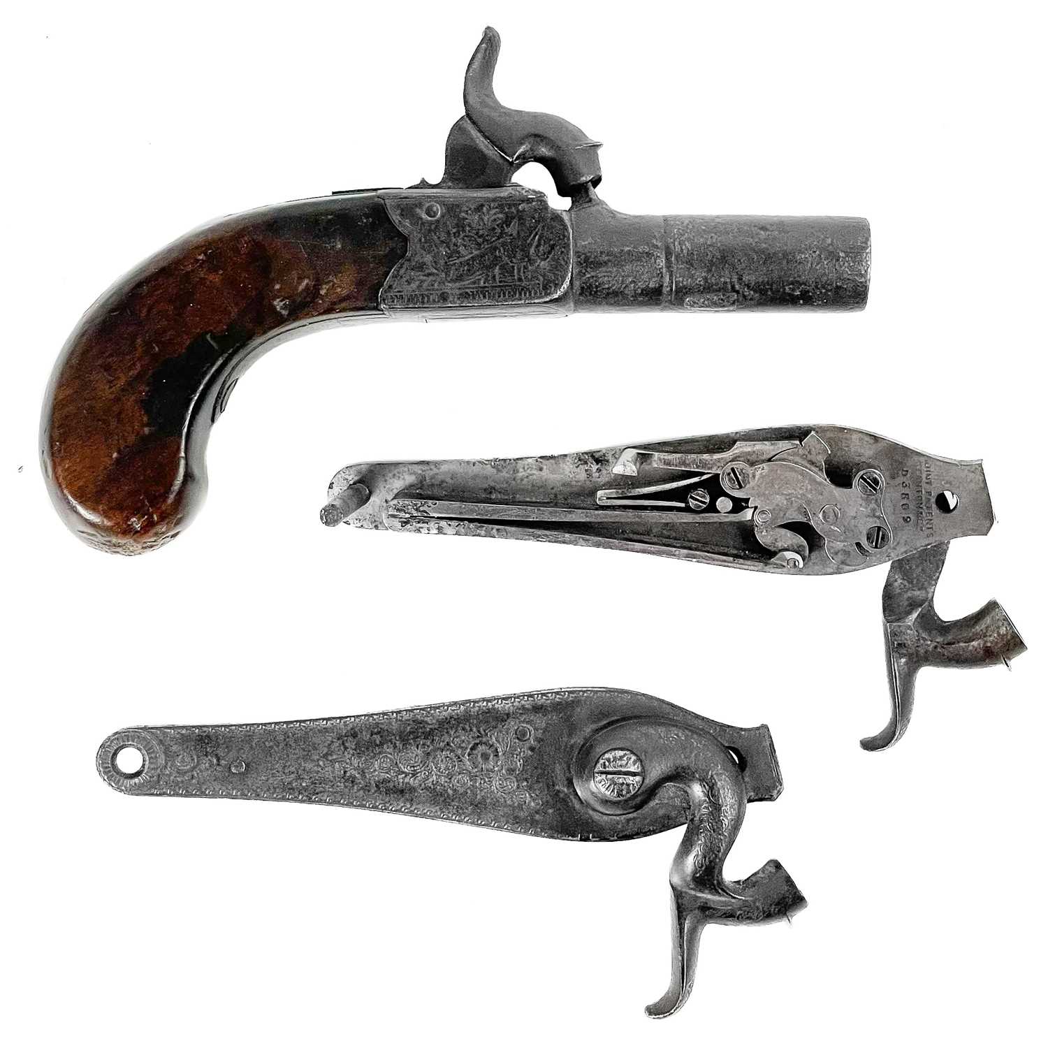 Lot 300 - A 19th century percussion cap pocket pistol.