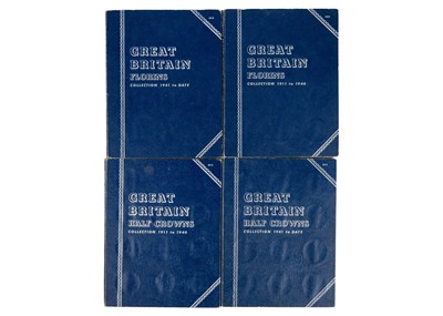 Lot 43 - GB pre 1920 and pre 1947 silver and later coin collections in four Whitman Folders